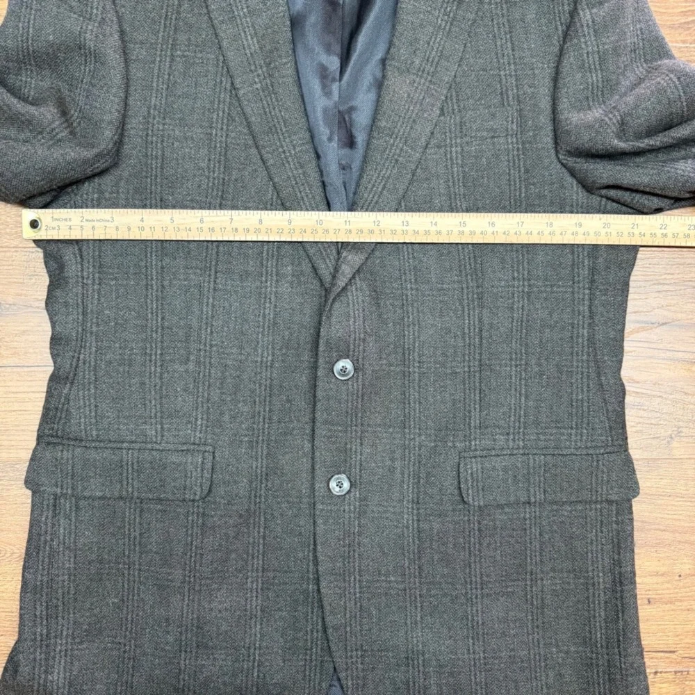 Jos A Bank Men 41R Blazer Jacket Wool Glen Plaid‎ Elbow Patch Academia Tailored